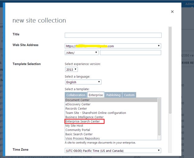 Enterprise Search Center template